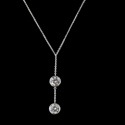 2.04 CTTW Round Lab Grown Diamond Lariat Necklace Pendant 18" (D Color and VS1 Clarity)