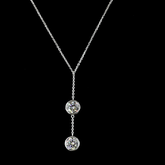 2.04 CTTW Round Lab Grown Diamond Lariat Necklace Pendant 18" (D Color and VS1 Clarity)