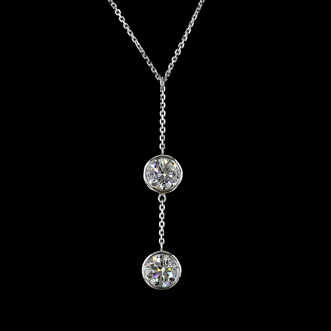 2.04 CTTW Round Lab Grown Diamond Lariat Necklace Pendant 18" (D Color and VS1 Clarity)