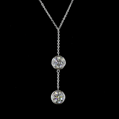 2.04 CTTW Round Lab Grown Diamond Lariat Necklace Pendant 18" (D Color and VS1 Clarity)