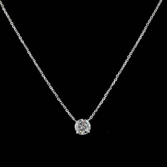 0.52 CT Round Lab Grown Diamond Solitaire Necklace Pendant 17" (E/F Color and VS1 Clarity)