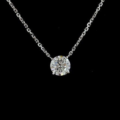 0.52 CT Round Lab Grown Diamond Solitaire Necklace Pendant 17" (E/F Color and VS1 Clarity)