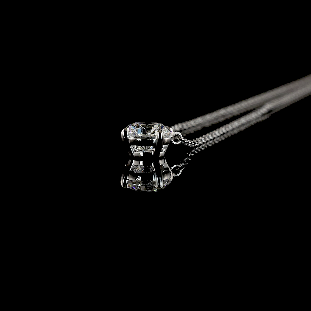 0.52 CT Round Lab Grown Diamond Solitaire Necklace Pendant 17" (E/F Color and VS1 Clarity)