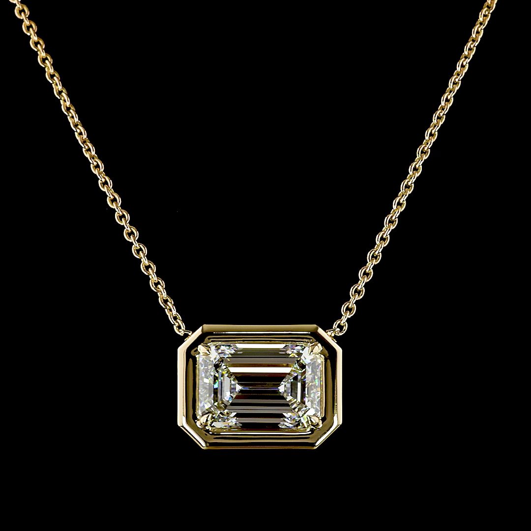 7.28 CT Emerald Lab Diamond Solitaire Necklace Pendant (F Color and VVS2 Clarity)