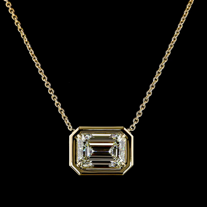 7.28 CT Emerald Lab Diamond Solitaire Necklace Pendant (F Color and VVS2 Clarity)