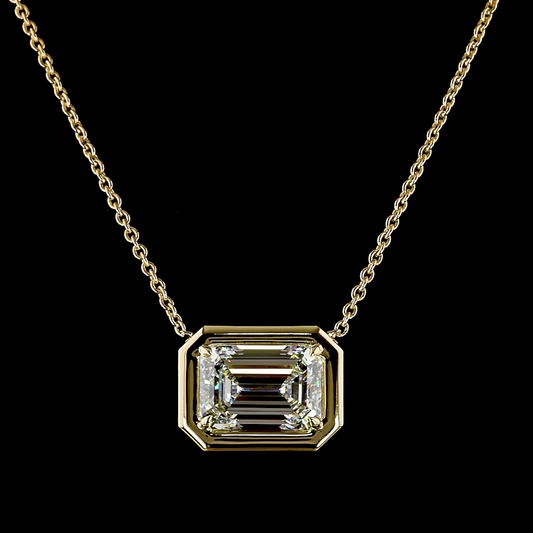 7.28 CT Emerald Lab Diamond Solitaire Necklace Pendant (F Color and VVS2 Clarity)