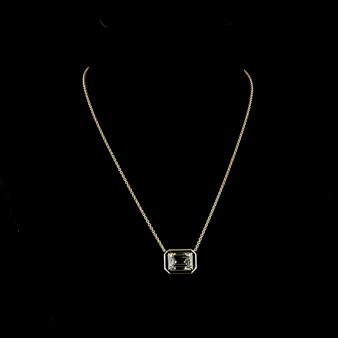 7.28 CT Emerald Lab Diamond Solitaire Necklace Pendant (F Color and VVS2 Clarity)