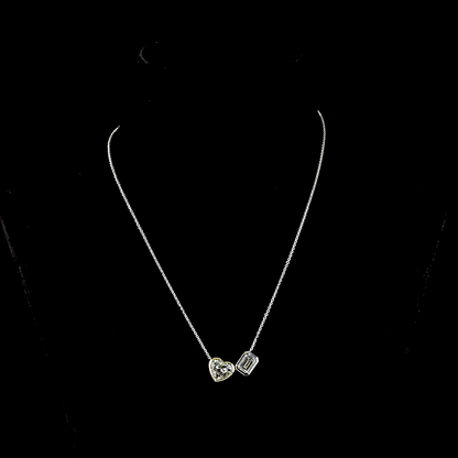 5.27 CTTW Heart Lab Diamond Toi et Moi Necklace Pendant (F Color and VS1 Clarity)