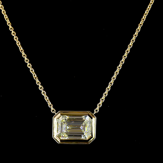 6.15 CT Emerald Lab Grown Diamond Solitaire Necklace Pendant 17" (E Color and VVS2 Clarity)