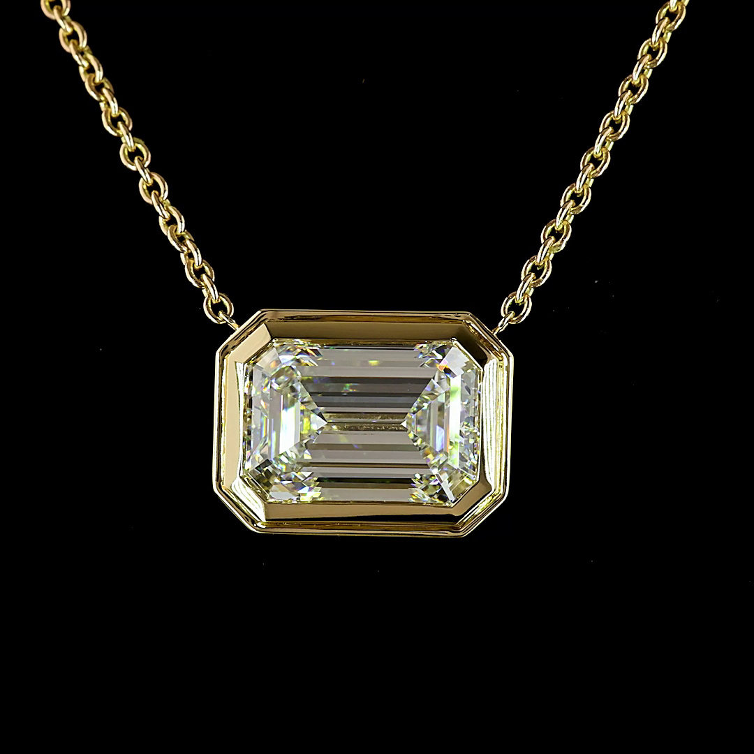 6.15 CT Emerald Lab Grown Diamond Solitaire Necklace Pendant 17" (E Color and VVS2 Clarity)