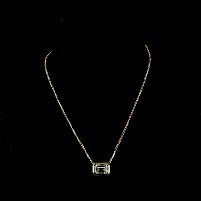 6.15 CT Emerald Lab Grown Diamond Solitaire Necklace Pendant 17" (E Color and VVS2 Clarity)