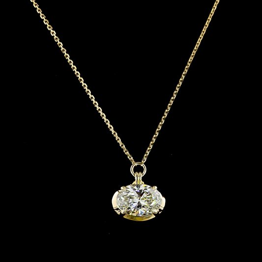 2.04 CT Oval Lab Grown Diamond Solitaire Necklace Pendant 18" (F Color and VS1 Clarity)