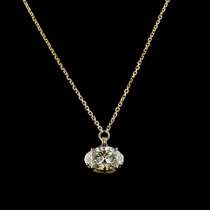 2.07 CT Oval Lab Grown Diamond Solitaire Necklace Pendant 18" (F Color and VVS2 Clarity)