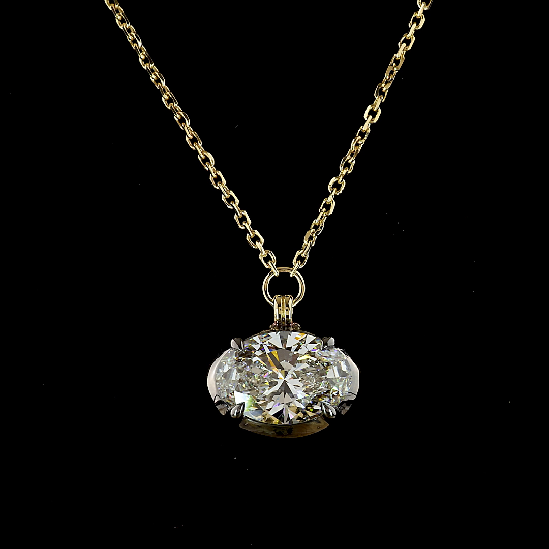 2.07 CT Oval Lab Grown Diamond Solitaire Necklace Pendant 18" (F Color and VVS2 Clarity)
