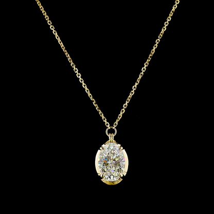 3.05 CT Oval Lab Grown Diamond Solitaire Necklace Pendant 18" (F Color and VS1 Clarity)