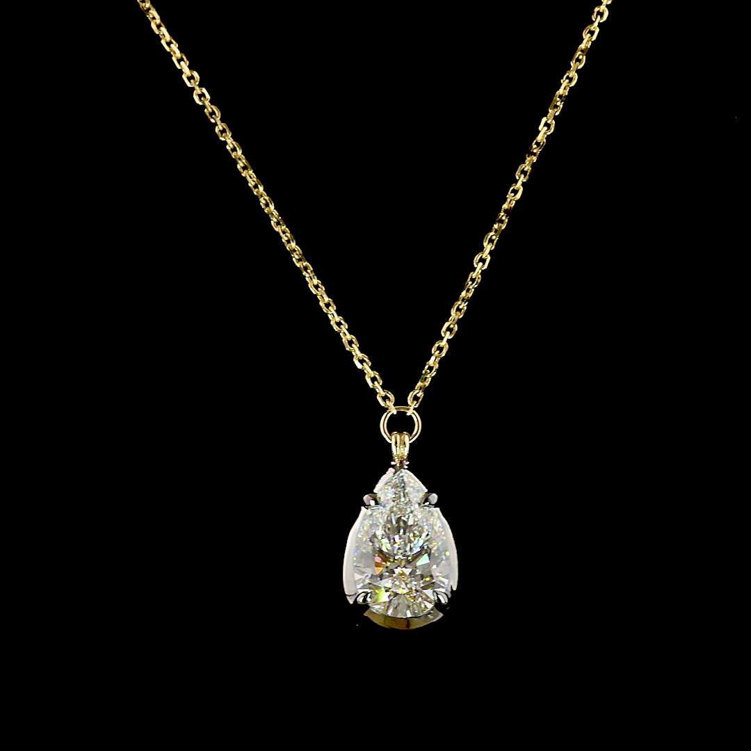 2.52 CT Pear Lab Grown Diamond Solitaire Necklace Pendant 18" (F Color and VS1 Clarity)