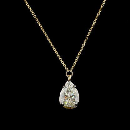 2.52 CT Pear Lab Grown Diamond Solitaire Necklace Pendant 18" (F Color and VS1 Clarity)