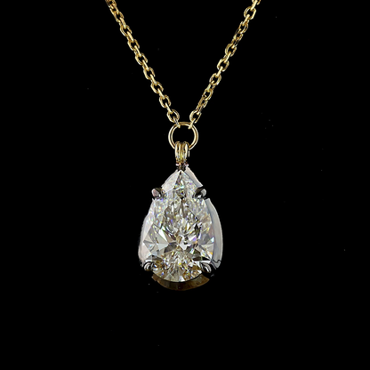 2.57 CT Pear Lab Grown Diamond Solitaire Necklace Pendant 18" (F Color and VS1 Clarity)