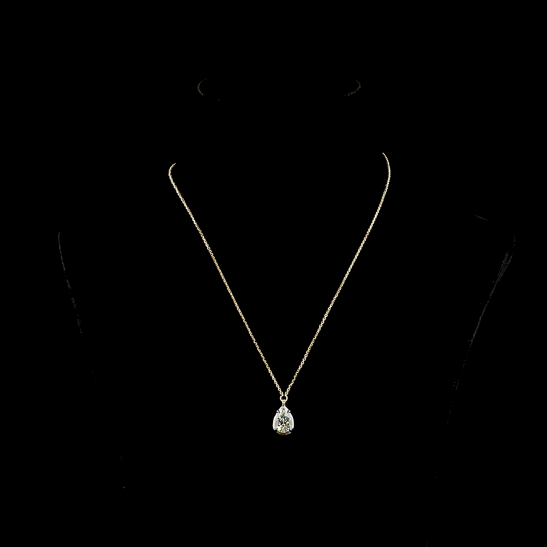 2.57 CT Pear Lab Grown Diamond Solitaire Necklace Pendant 18" (F Color and VS1 Clarity)