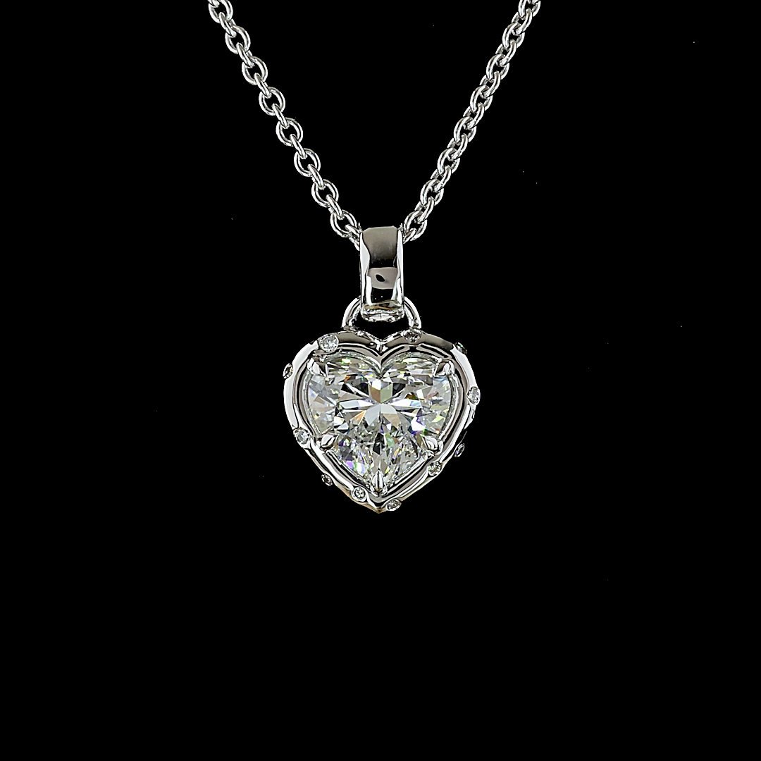 2.39 CTTW Heart Lab Grown Diamond Special Necklace Pendant 18" (F Color and VS1 Clarity)