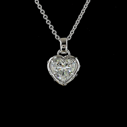 2.39 CTTW Heart Lab Grown Diamond Special Necklace Pendant 18" (F Color and VS1 Clarity)