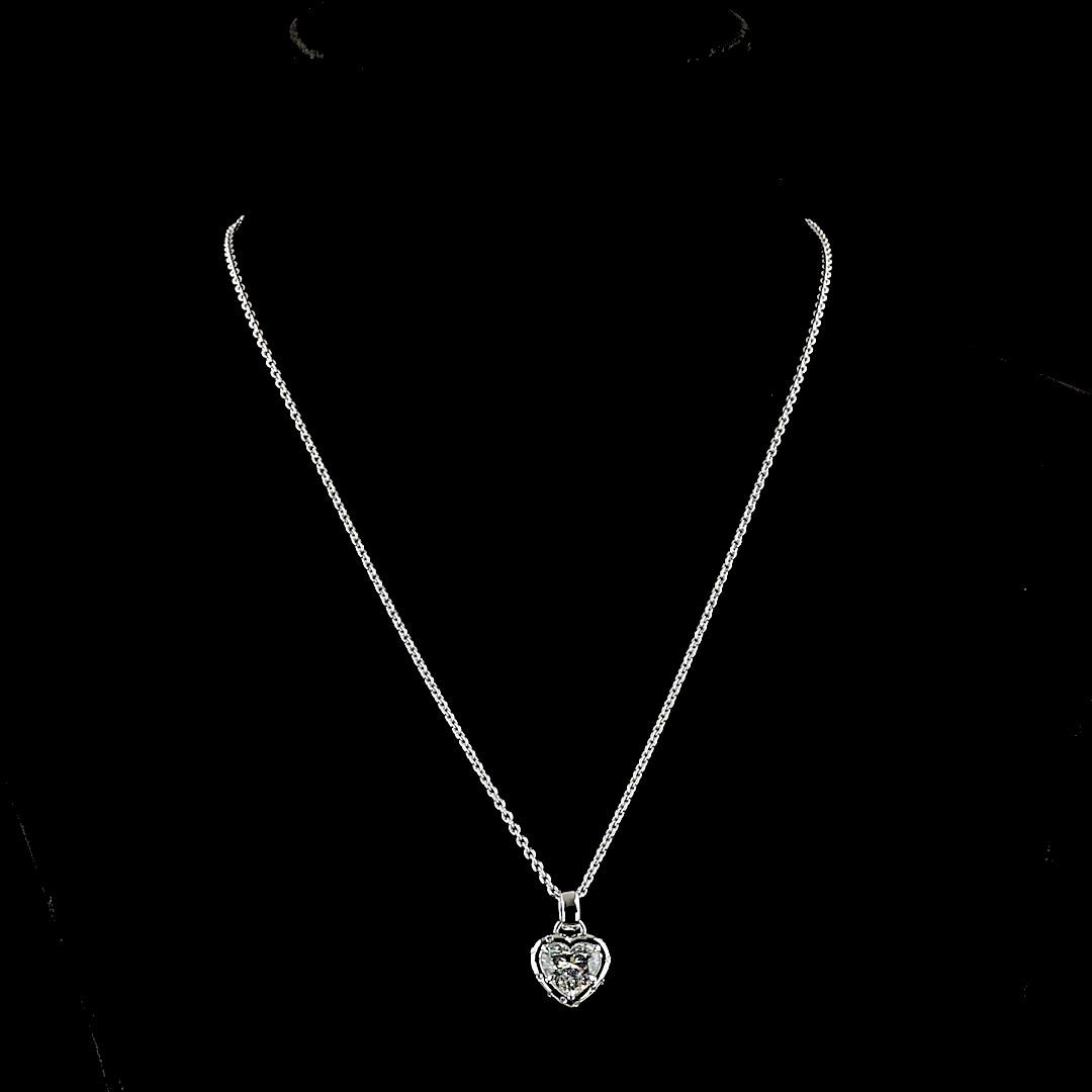 2.39 CTTW Heart Lab Grown Diamond Special Necklace Pendant 18" (F Color and VS1 Clarity)