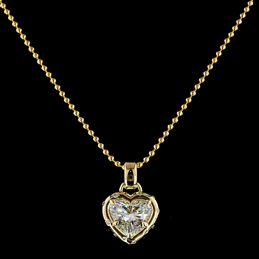 2.37 CTTW Heart Lab Grown Diamond Special Necklace Pendant 18" (F Color and VS1 Clarity)