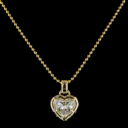 2.37 CTTW Heart Lab Grown Diamond Special Necklace Pendant 18" (F Color and VS1 Clarity)