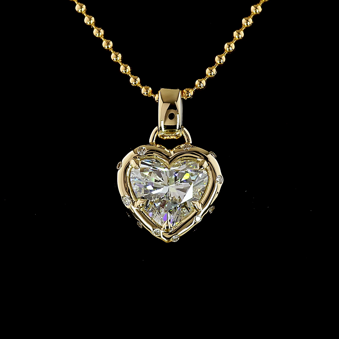 2.37 CTTW Heart Lab Grown Diamond Special Necklace Pendant 18" (F Color and VS1 Clarity)
