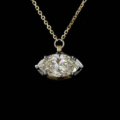 2.53 CT Marquise Lab Grown Diamond Solitaire Necklace Pendant 18" (F Color and VS1 Clarity)