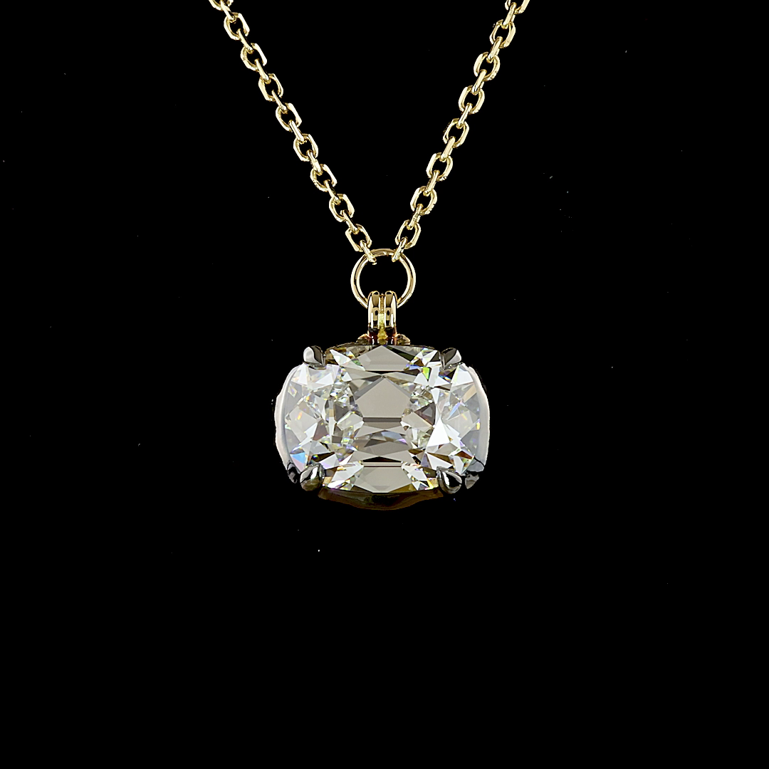 2.62 CT Antique Cushion Lab Grown Diamond Solitaire Necklace Pendant 18" (F Color and VS1 Clarity)