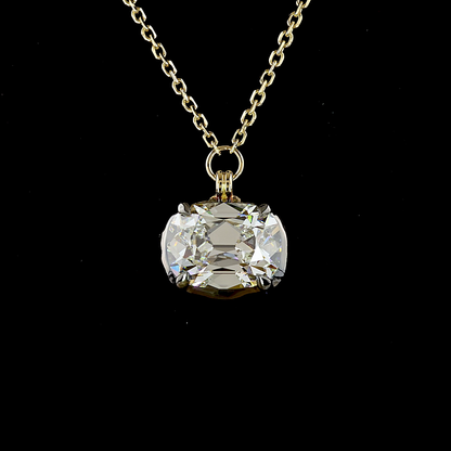 2.62 CT Antique Cushion Lab Grown Diamond Solitaire Necklace Pendant 18" (F Color and VS1 Clarity)
