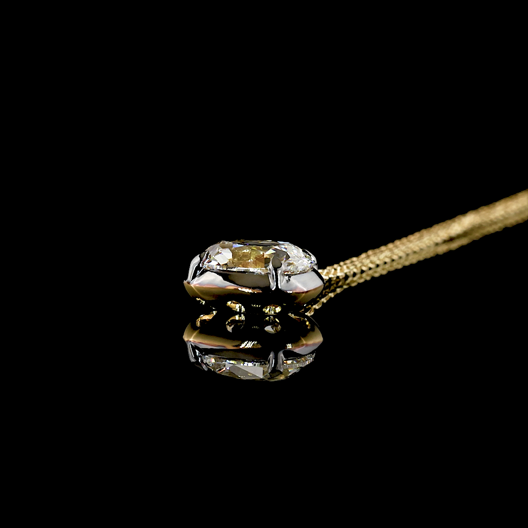 2.62 CT Antique Cushion Lab Grown Diamond Solitaire Necklace Pendant 18" (F Color and VS1 Clarity)