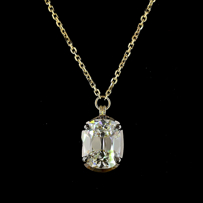 3.09 CT Antique Cushion Lab Grown Diamond Solitaire Necklace Pendant 18" (F Color and VS1 Clarity)
