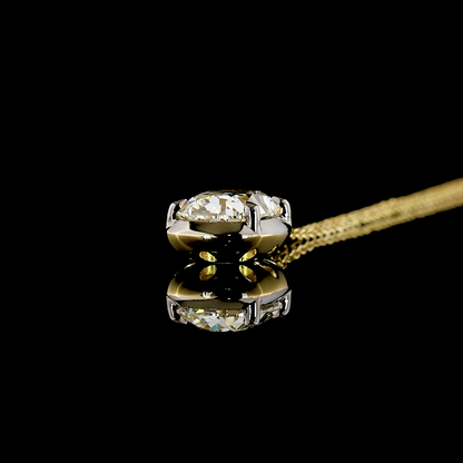 3.09 CT Antique Cushion Lab Grown Diamond Solitaire Necklace Pendant 18" (F Color and VS1 Clarity)