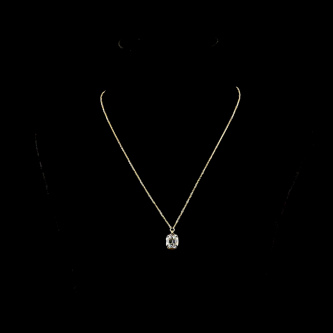 3.09 CT Antique Cushion Lab Grown Diamond Solitaire Necklace Pendant 18" (F Color and VS1 Clarity)