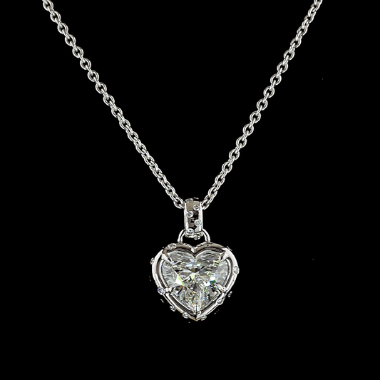 3.25 CTTW Heart Lab Grown Diamond Special Necklace Pendant 17" (E Color and VS1 Clarity)