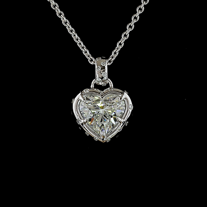 3.25 CTTW Heart Lab Diamond Special Necklace Pendant (F/E Color and VVS2/VS1 Clarity)