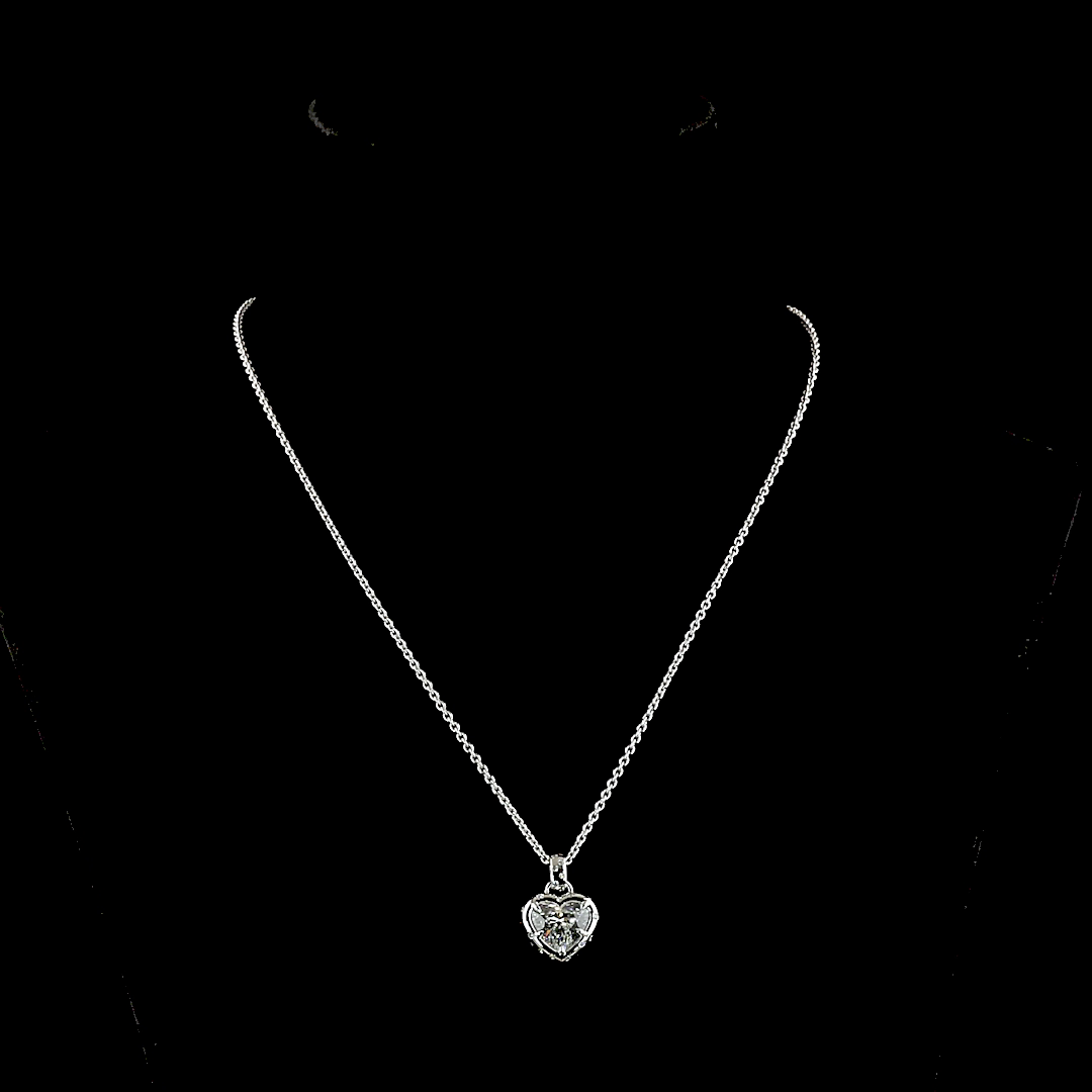3.27 CTTW Heart Lab Grown Diamond Special Necklace Pendant 17" (F Color and VVS2 Clarity)