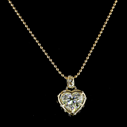 3.20 CTTW Heart Lab Diamond Special Necklace Pendant (F Color and VS1 Clarity)
