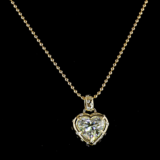 3.21 CTTW Heart Lab Diamond Special Necklace Pendant (F Color and VS1 Clarity)