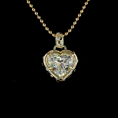 3.20 CTTW Heart Lab Diamond Special Necklace Pendant (F Color and VS1 Clarity)