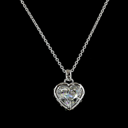 5.45 CTTW Heart Lab Grown Diamond Special Necklace Pendant 17" (E Color and VS1 Clarity)