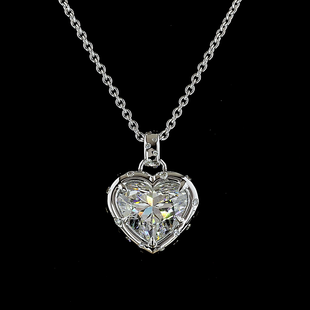 5.45 CTTW Heart Lab Grown Diamond Special Necklace Pendant 17" (E Color and VS1 Clarity)