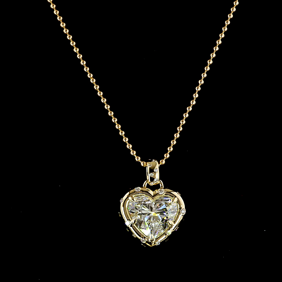 5.29 CTTW Heart Lab Grown Diamond Special Necklace Pendant 17" (F Color and VS1 Clarity)