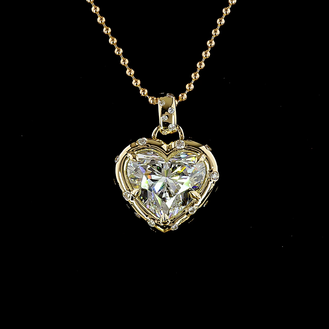 5.29 CTTW Heart Lab Grown Diamond Special Necklace Pendant 17" (F Color and VS1 Clarity)