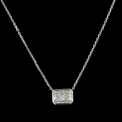 1.04 CT Radiant Lab Grown Diamond Solitaire Necklace Pendant 18" (D Color and VVS2 Clarity)