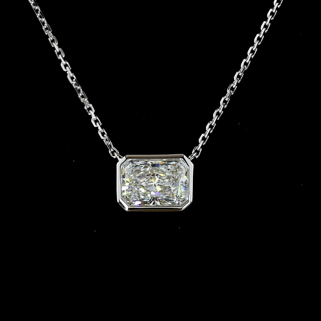 1.04 CT Radiant Lab Grown Diamond Solitaire Necklace Pendant 18" (D Color and VVS2 Clarity)