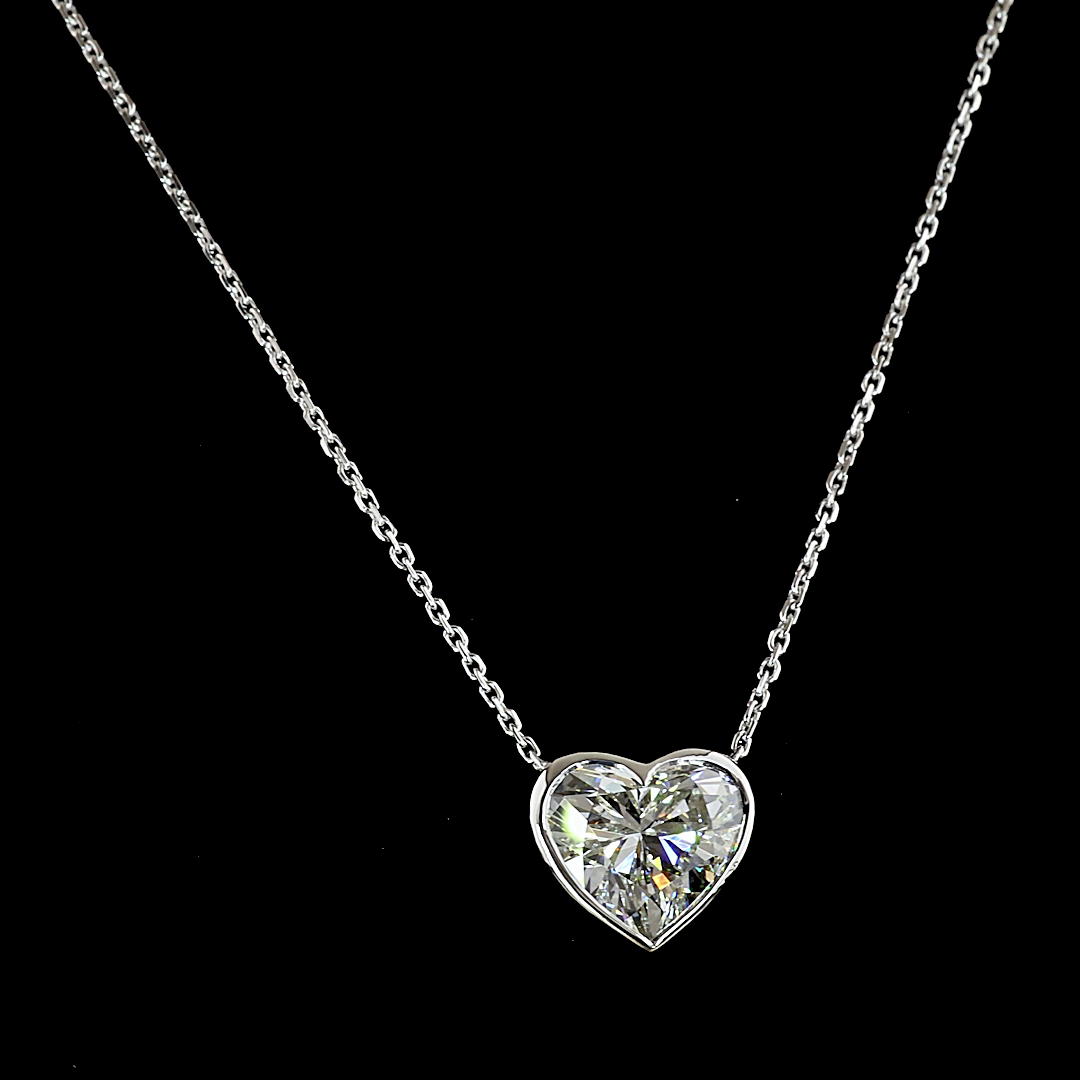 4.00 CT Heart Lab Grown Diamond Solitaire Necklace Pendant 18" (E Color and VS1 Clarity)