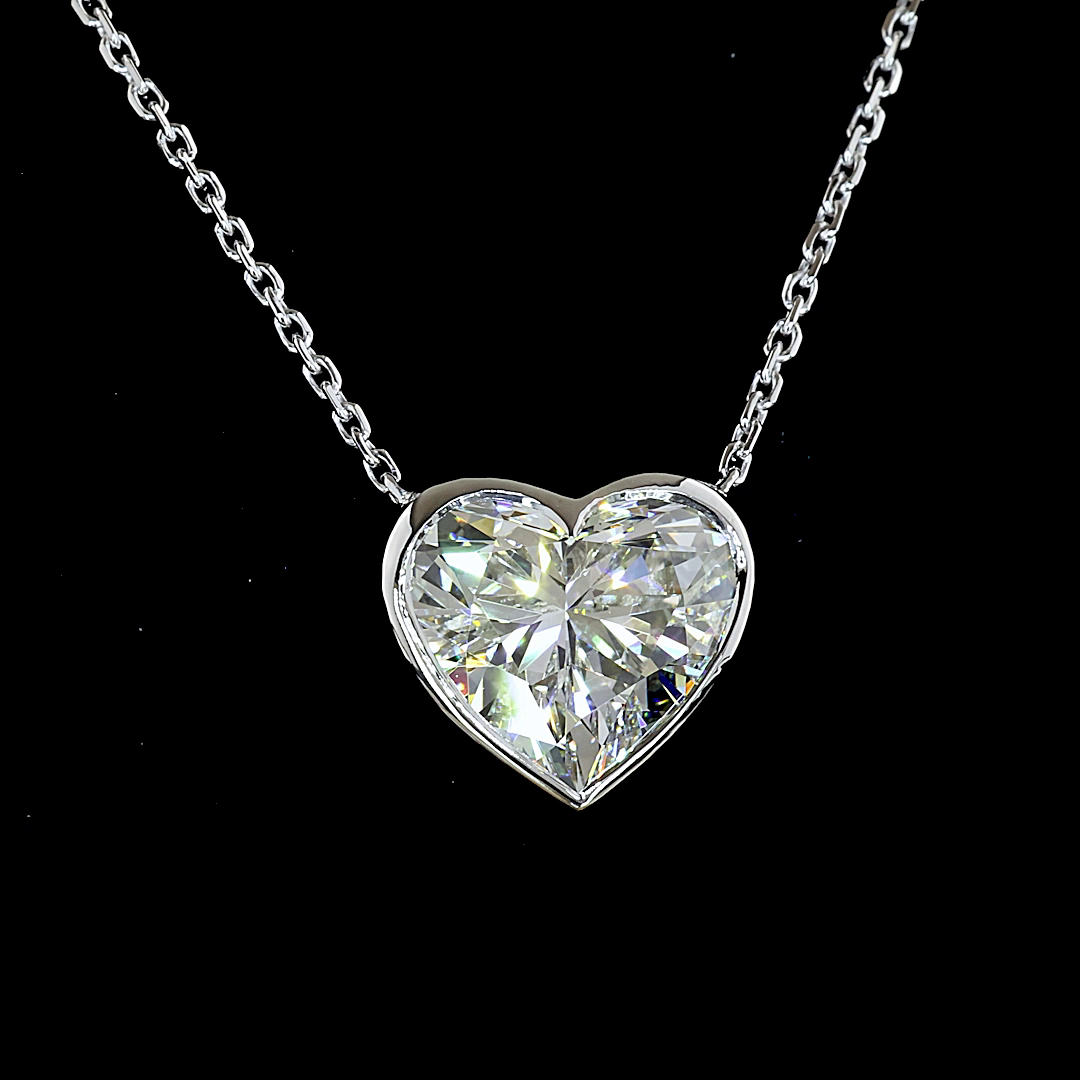 4.00 CT Heart Lab Grown Diamond Solitaire Necklace Pendant 18" (E Color and VS1 Clarity)